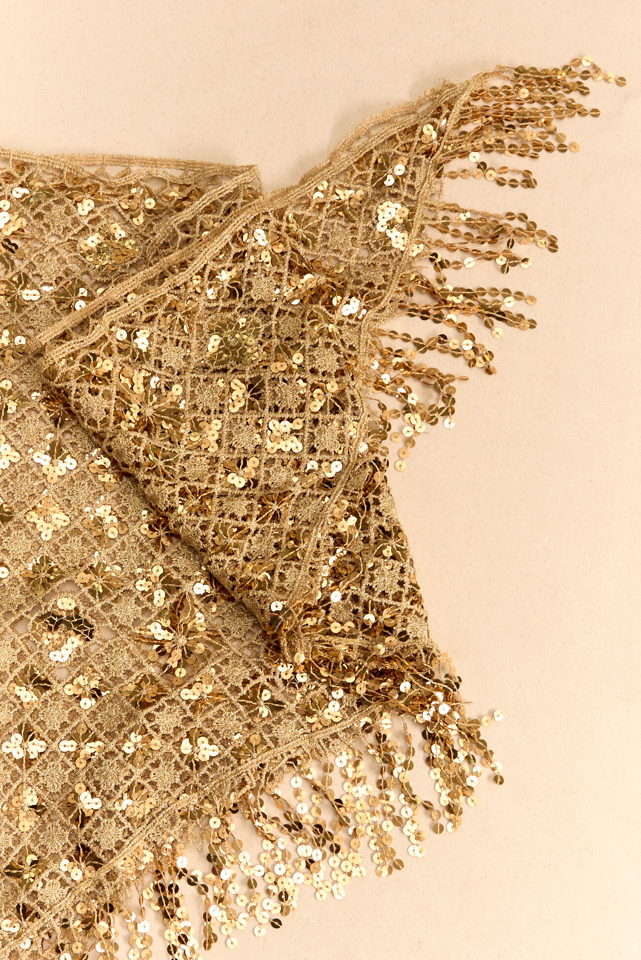 Jada Crochet Sequin Fringe Scarf