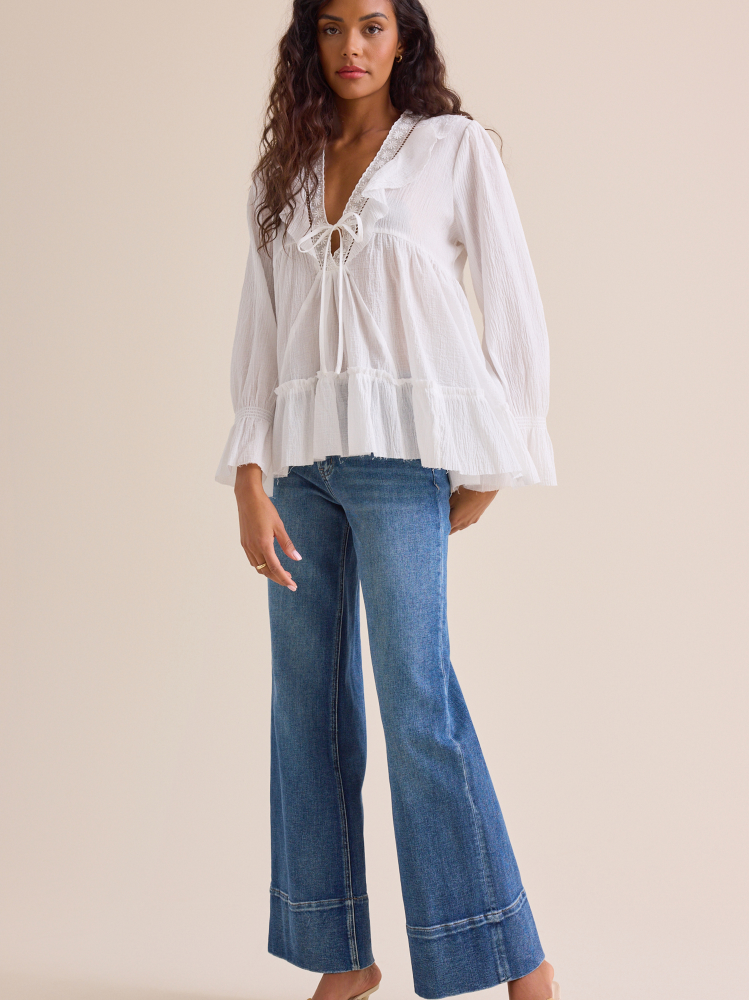 Irena Crochet Trim Top in White | Altar'd State