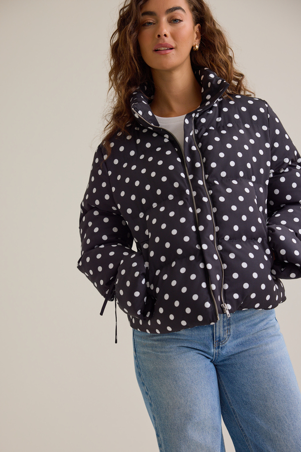 Macy Polka Dot Puffer Jacket Detail 3 - Altar'd State