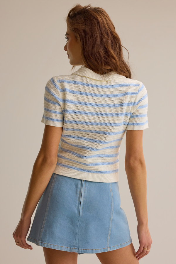 Bowie Stripe Knit Polo Detail 5 - Altar'd State