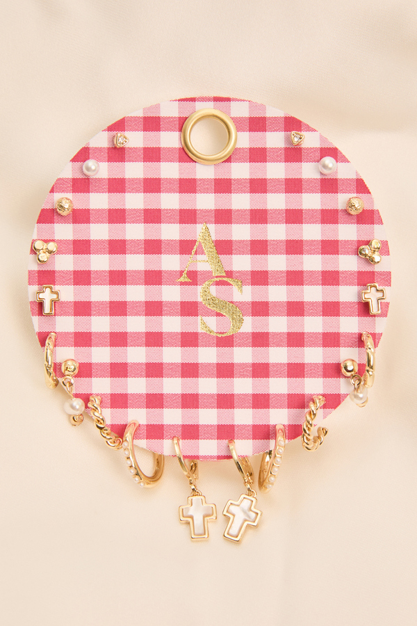 18K Gold Red Gingham Earring Pack Detail 2 - Altar'd State