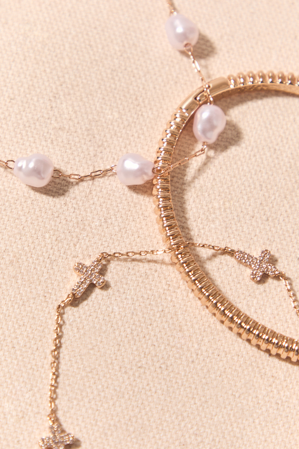 Pearl Cross Bracelet Set Detail 2 - Altar'd State