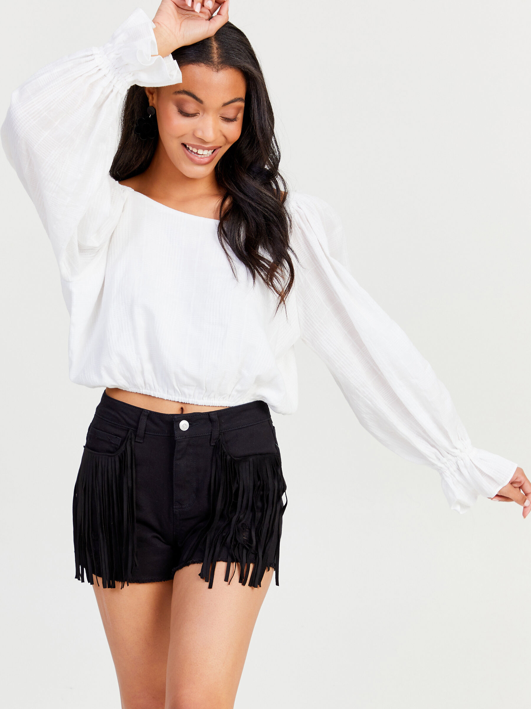 Fringe Denim Short | Altar'd State