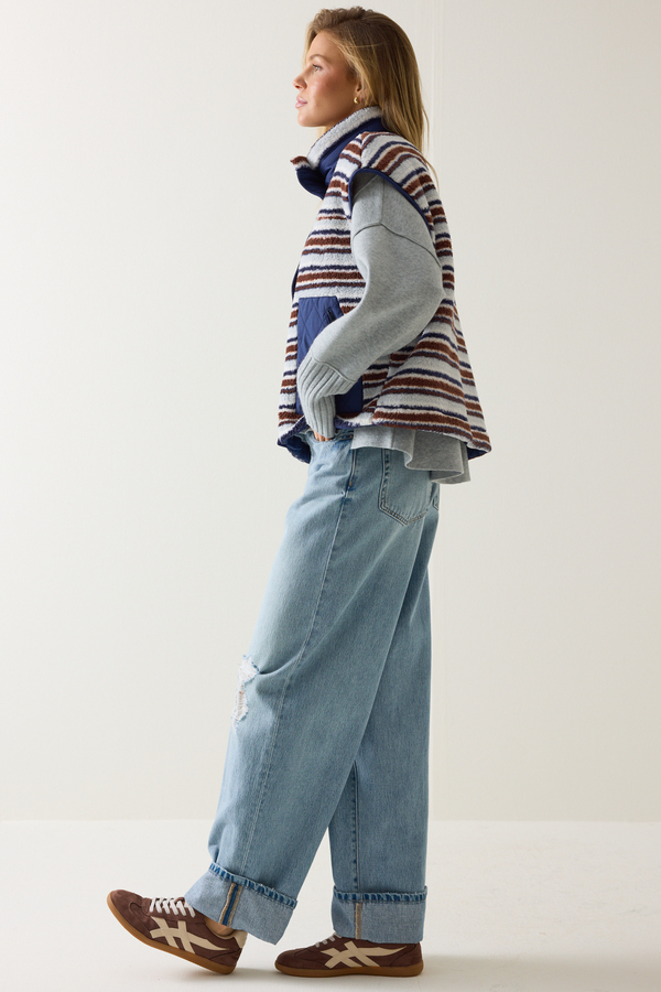 Marlow Stripe Sherpa Vest Detail 3 - Altar'd State