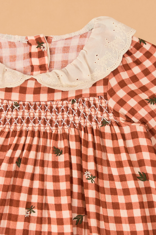Clementine Gingham Embroidered Toddler Dress Detail 2 - Altar'd State