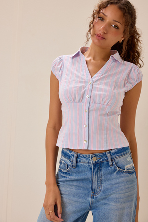 Jude Stripe Button Up Top - Altar'd State - 