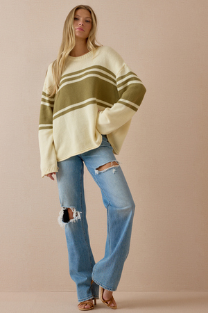 Nala Oversized Stripe Sweater - Altar'd State - 