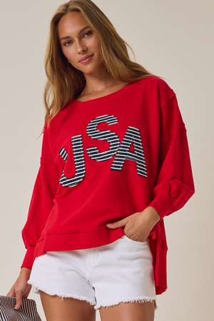 USA Striped Applique Sweatshirt - Altar'd State