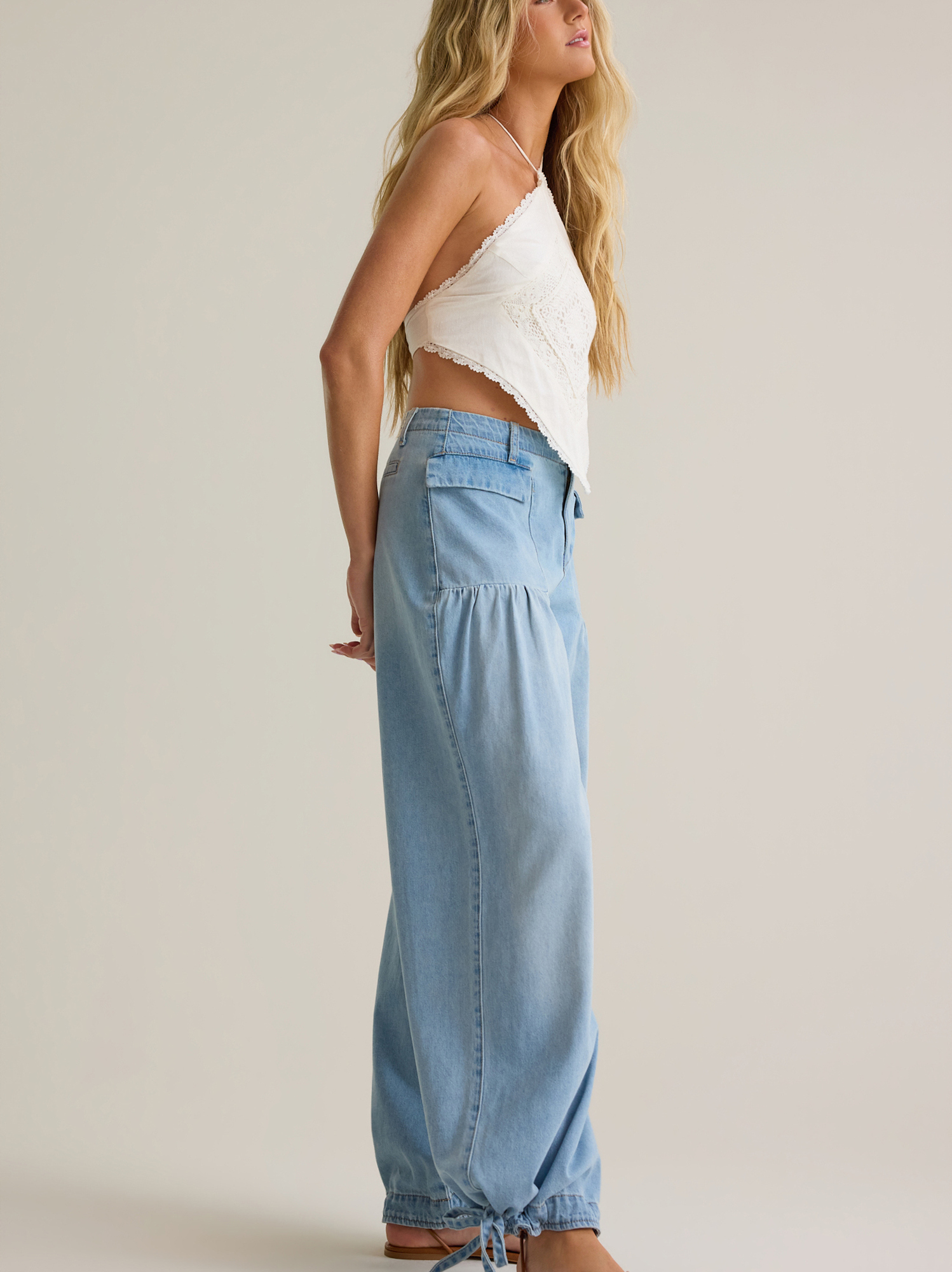 Kylie Wide Leg Denim Pant in Light Wash | Altar'd State