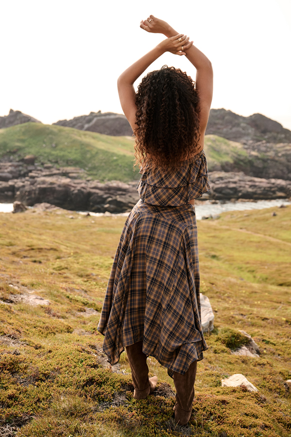 Lia Plaid Handkerchief Midi Skirt Detail 4 - Altar'd State