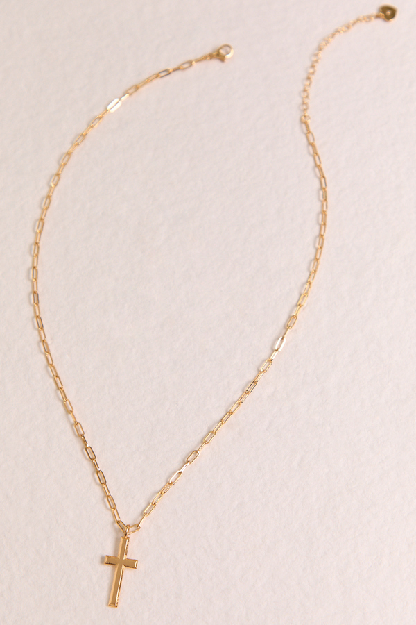 18K Gold Link Cross Necklace Detail 2 - Altar'd State