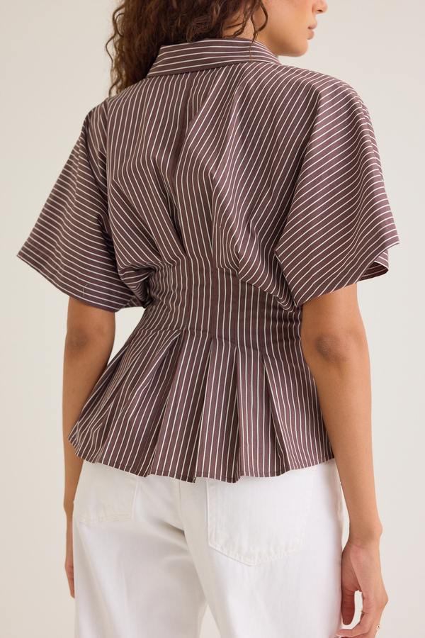Alexis Stripe Pleated Top Detail 5 - Altar'd State