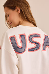 USA Flag Applique Pullover Detail 6 - Altar'd State