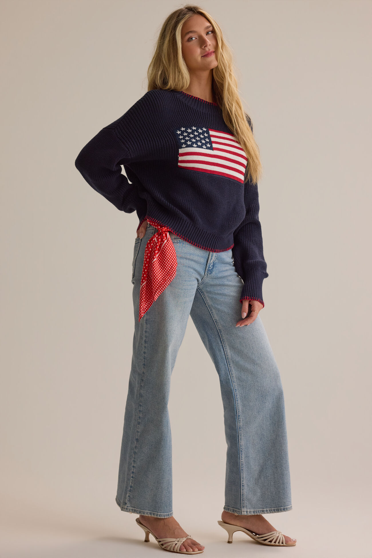 Newport American Flag Contrast Sweater