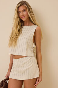 Tara Linen Pinstripe Top Detail 2 - Altar'd State
