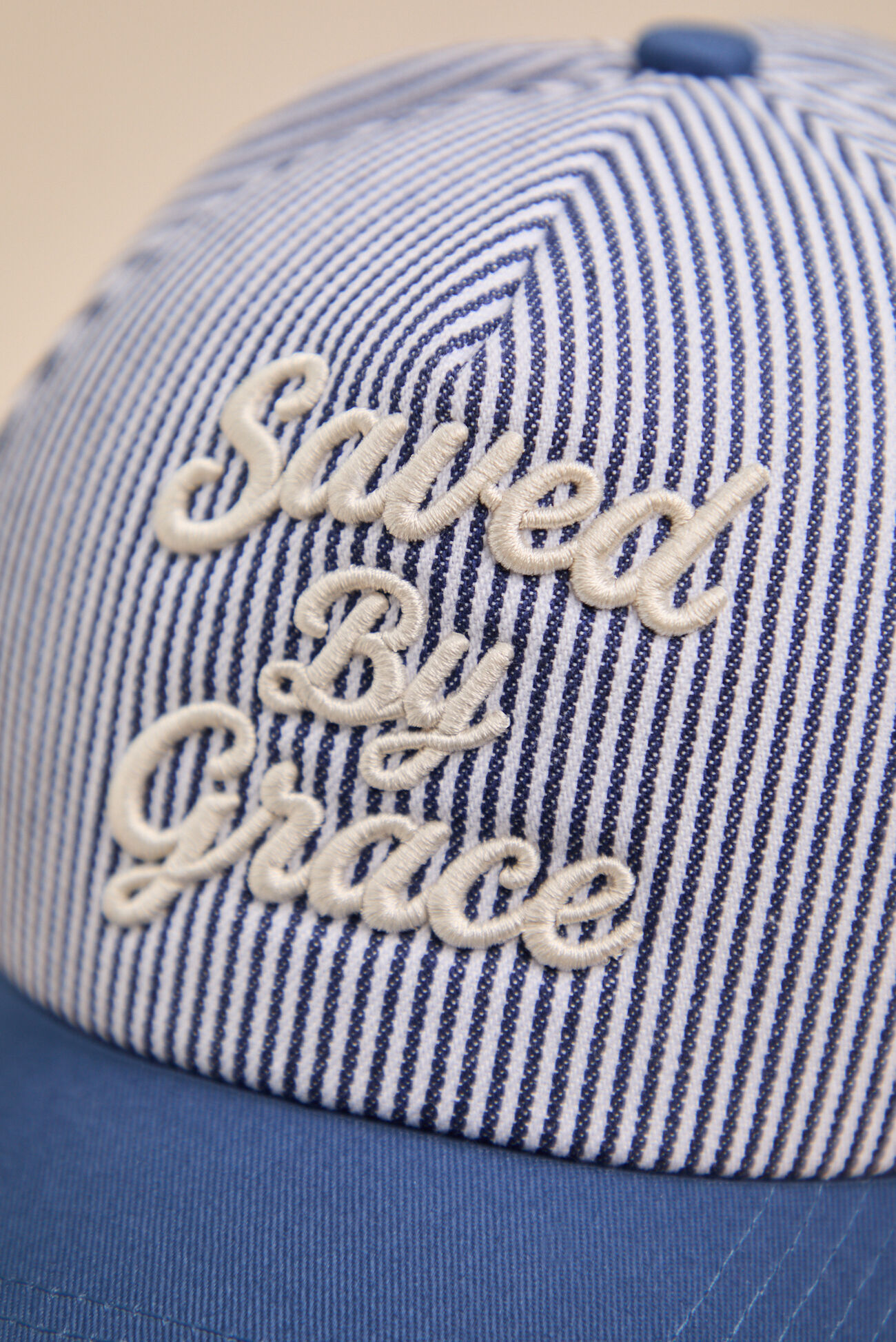 Saved By Grace Striped Trucker Hat