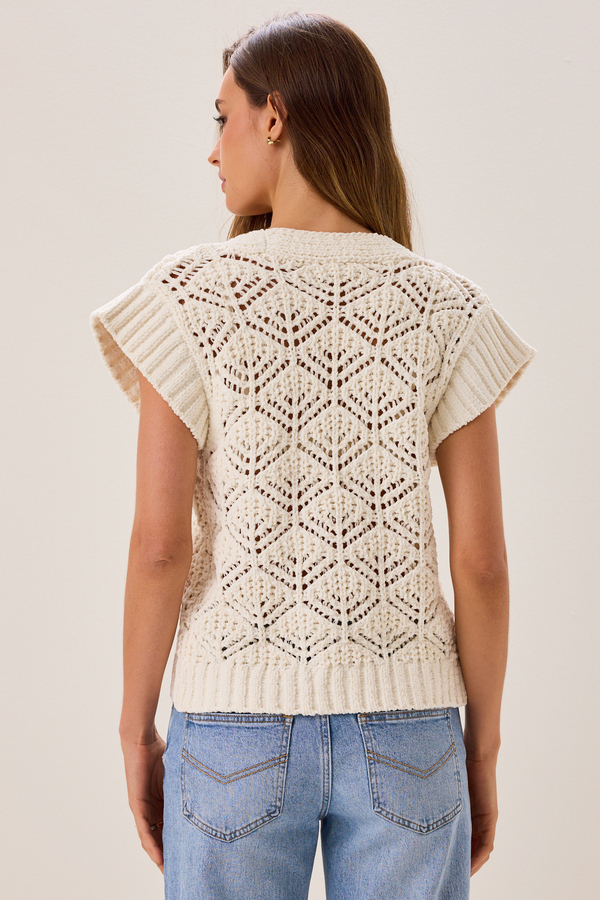 Jemma Chenille Tie Front Sweater Detail 4 - Altar'd State