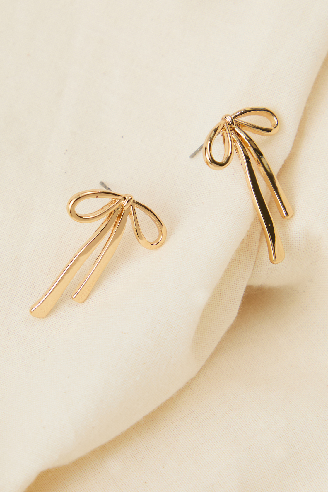 The Land Of Salt Gold Dainty Bow Stud Earrings