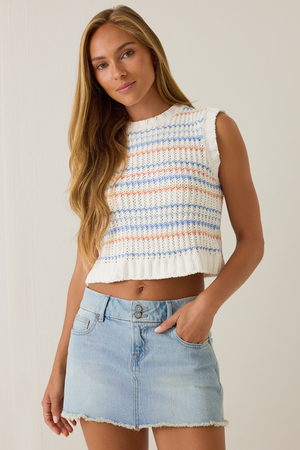 Ellie Stripe Chenille Sweater Vest - Altar'd State
