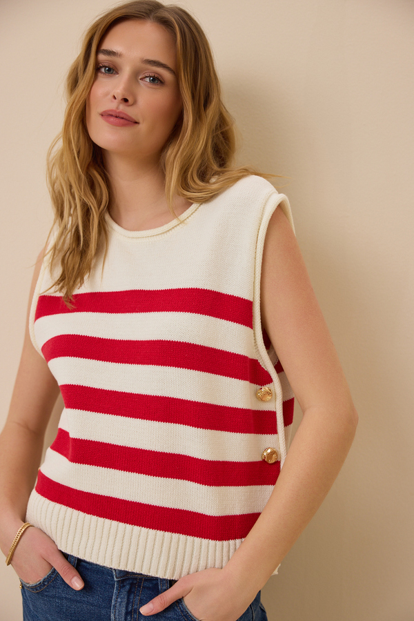 Charlotte Striped Vest Detail 3 - Altar'd State