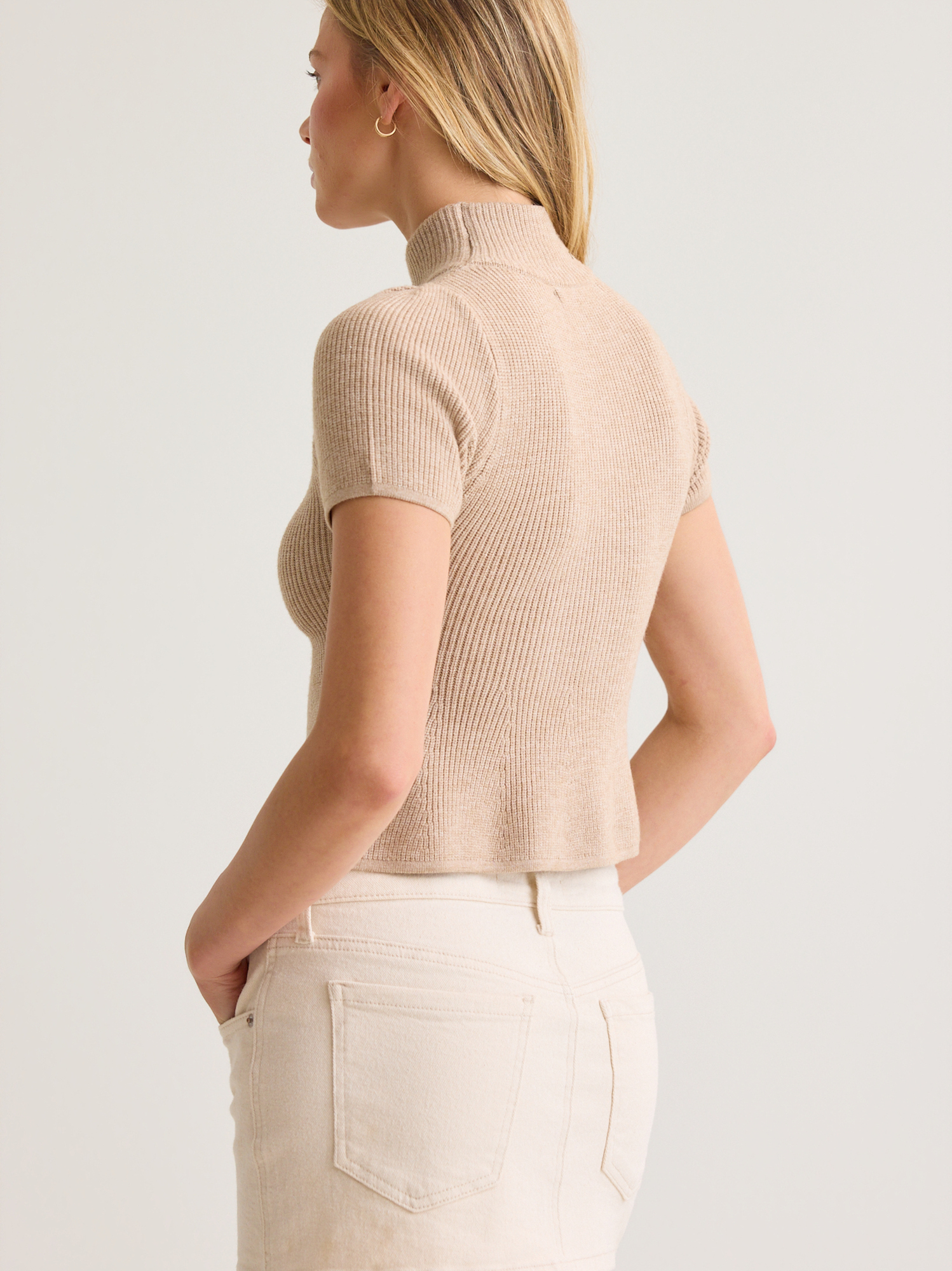 Noria Mock Neck Fitted Sweater in Mocha | Altar'd State