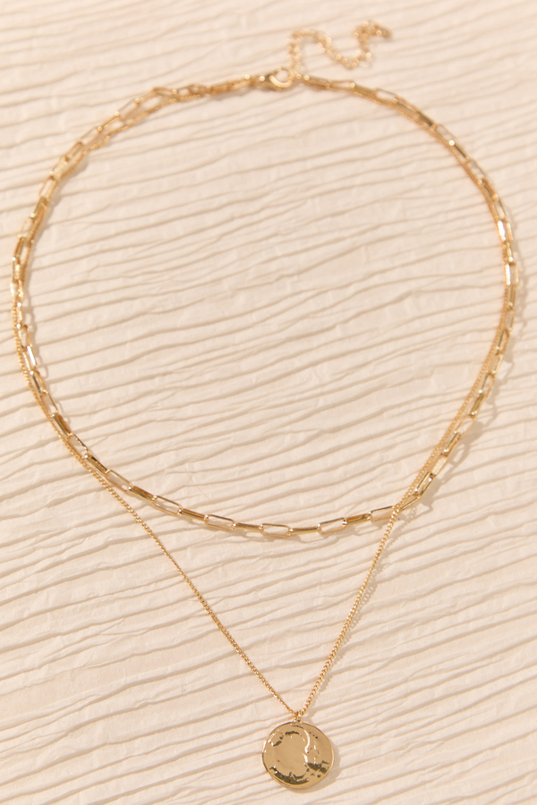 Hammered Coin Layer Necklace Detail 3 - Altar'd State