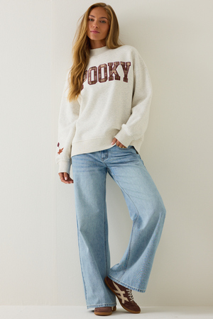 Spooky Applique Mock Neck Sweatshirt - Altar'd State - 