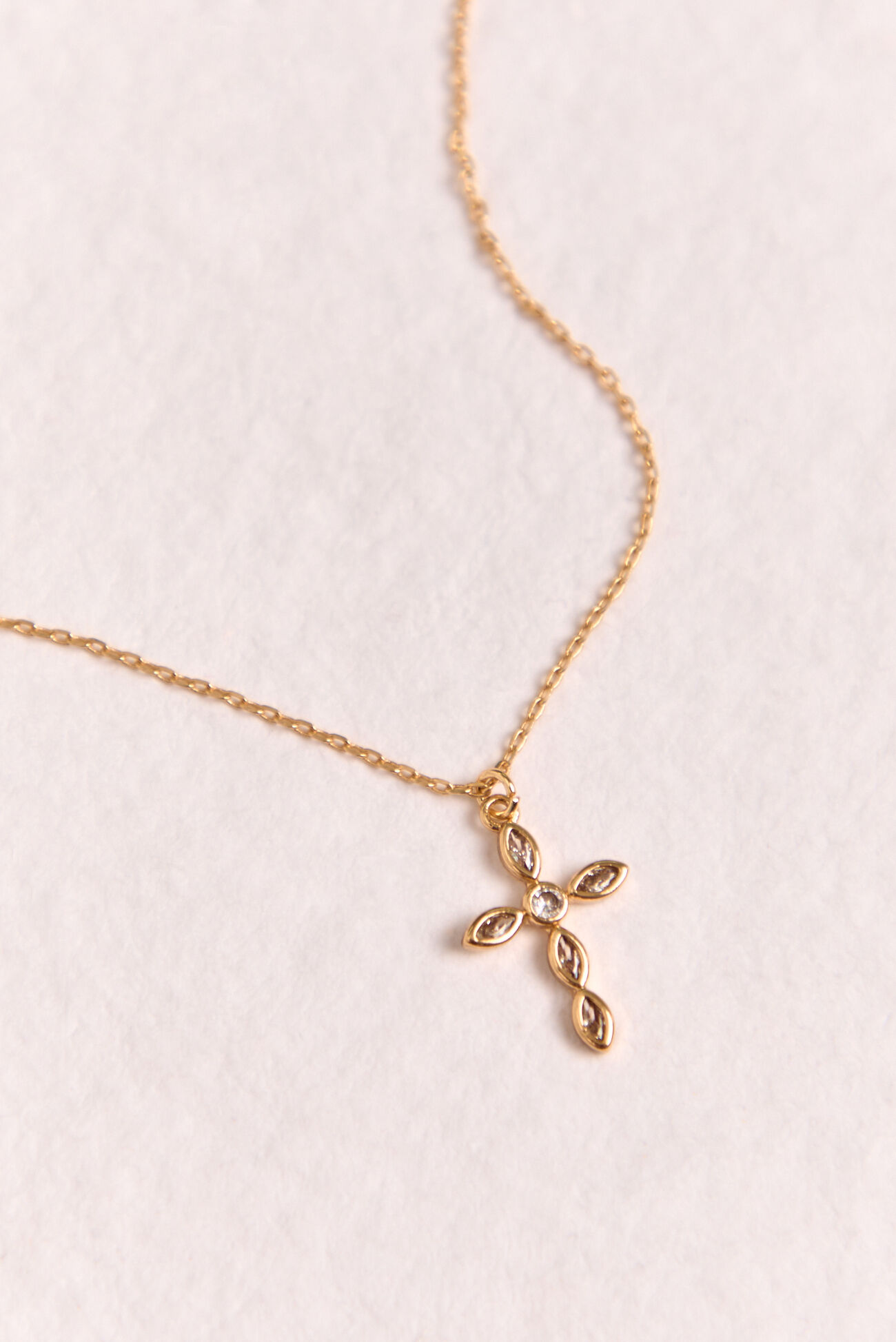 18K Gold Gem Cross Necklace