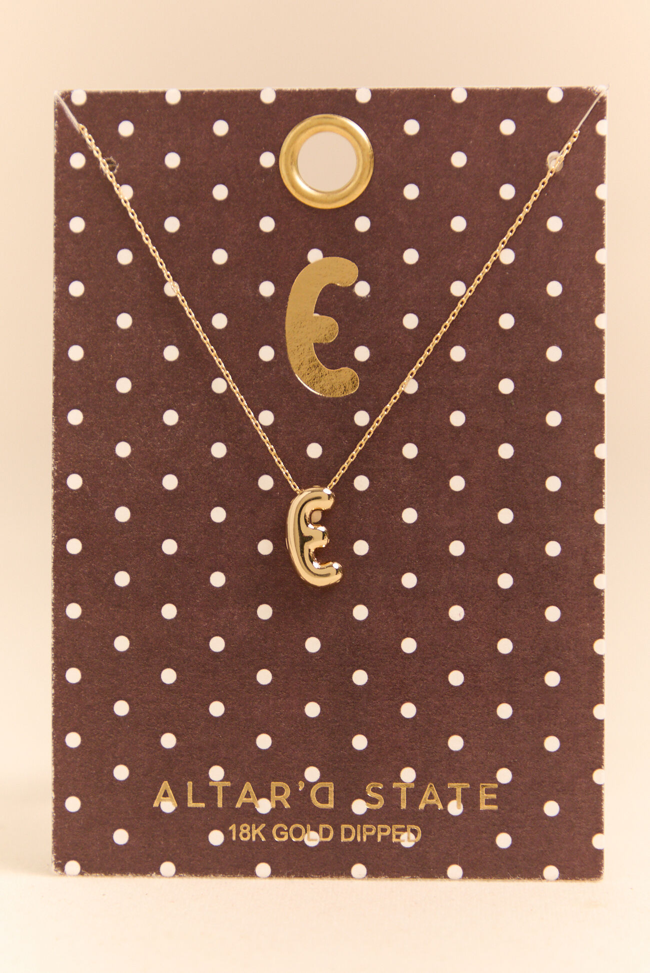 18k Gold E Bubble Monogram Necklace