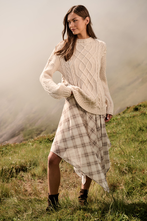 Marin Plaid Handkerchief Midi Skirt - Altar'd State