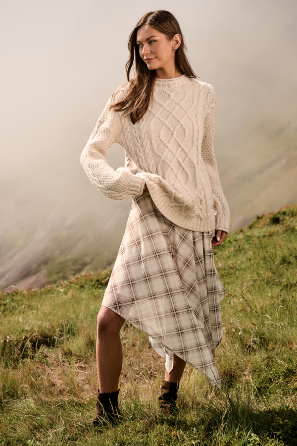 Marin Plaid Handkerchief Midi Skirt Detail 5 - Altar'd State