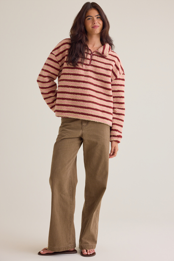 Chloe Striped Sherpa Pullover Detail 2 - Altar'd State