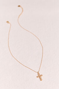 18K Gold Oval Pearl Cross Necklace Detail 2 - Altar'd State