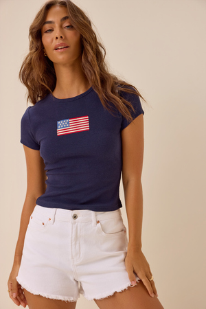 USA Embroidered Baby Tee - Altar'd State - 