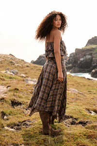 Lia Plaid Handkerchief Midi Skirt Detail 3 - Altar'd State