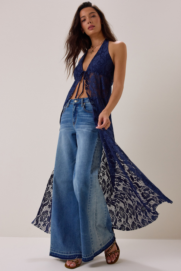 Ivy Lace Halter Tie Front Kimono Detail 2 - Altar'd State