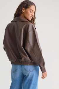 Lillian Vegan Leather Bomber Jacket Detail 4 - Altar'd State