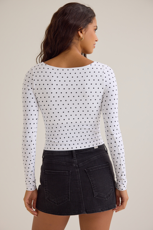Britney Polka Dot Square Neck Top Detail 5 - Altar'd State