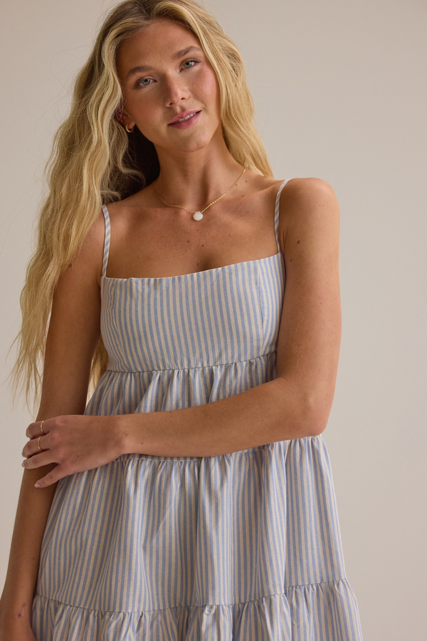 Tana Striped Mini Dress Detail 3 - Altar'd State