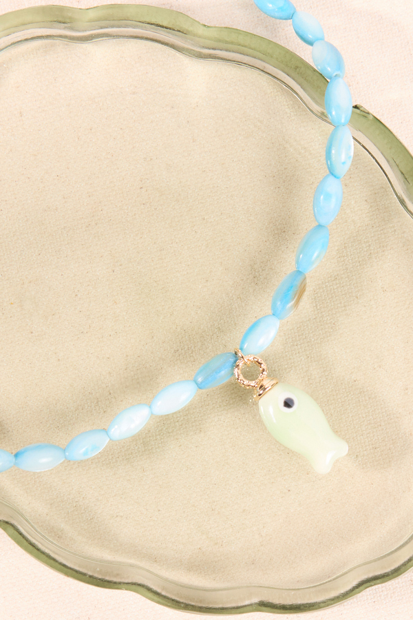 Turquoise Coastal Fish Charm Necklace Detail 3 - Altar'd State