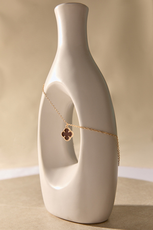 Dainty Brown Clover Necklace - Altar'd State - 