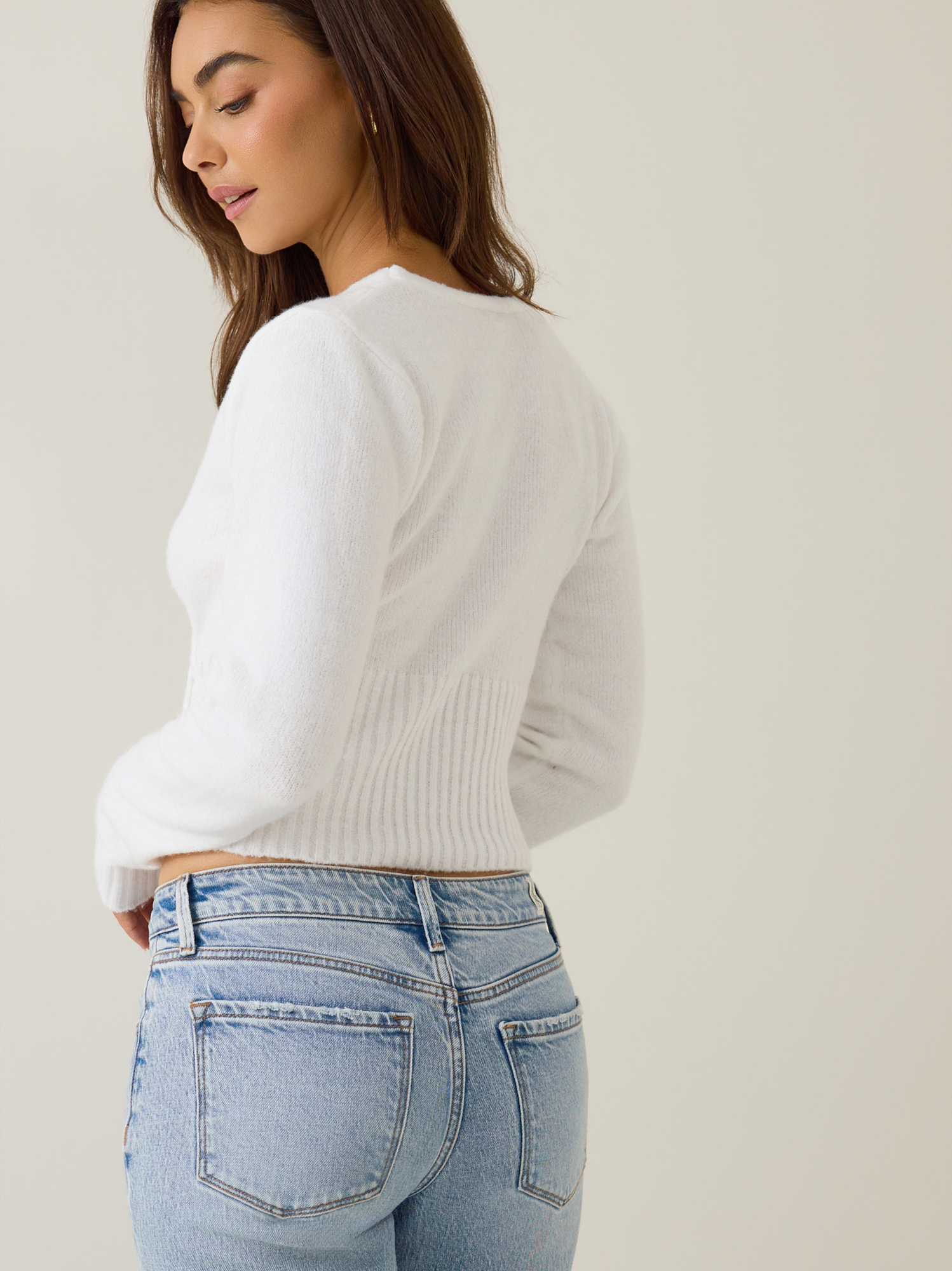 Ciela Wrap Button Side Sweater in Ivory | Altar'd State