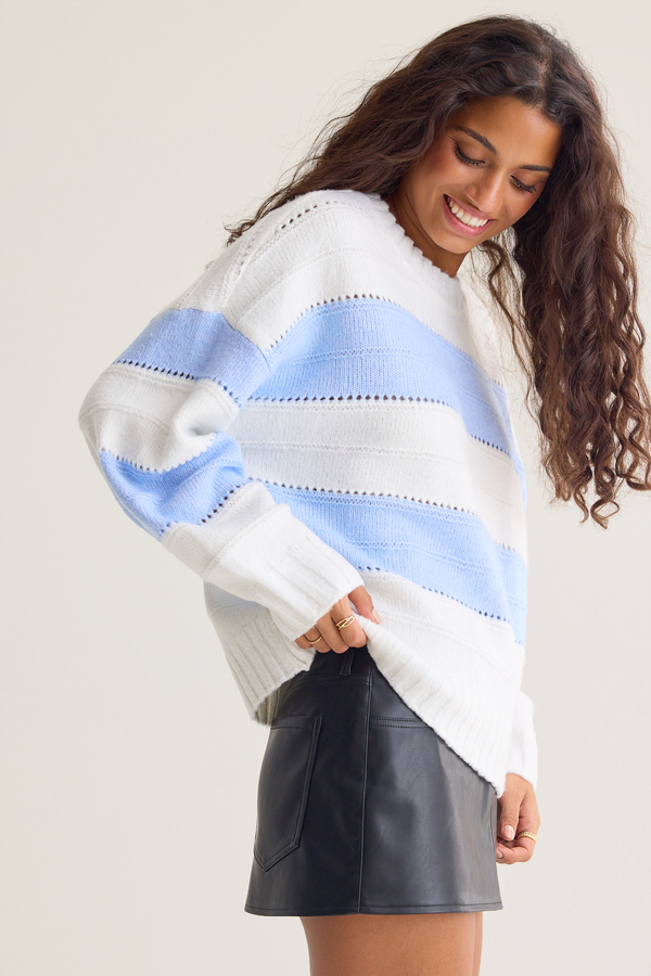 Aurelia Striped Crew Sweater Detail 3 - Altar'd State