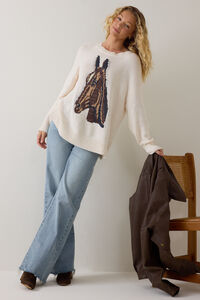 Ally Horse Knit Sweater Detail 3 - Altar'd State
