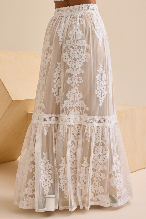 Arissa Floral Embroidered Maxi Skirt Detail 5 - Altar'd State