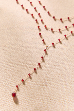 Deep Red Beaded Y Necklace - Altar'd State