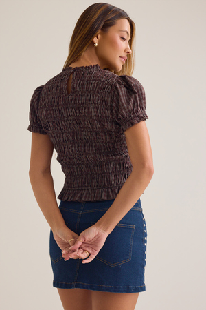 Vespera Plaid Smocked Top - Altar'd State - 