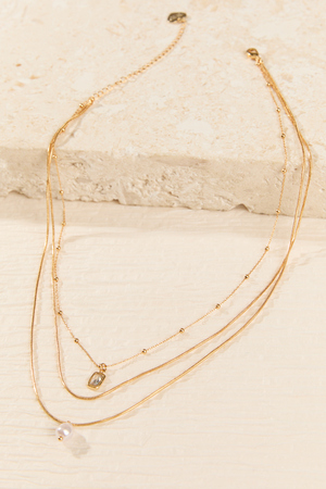 18K Gold Layered Pearl Necklace - Altar'd State - 