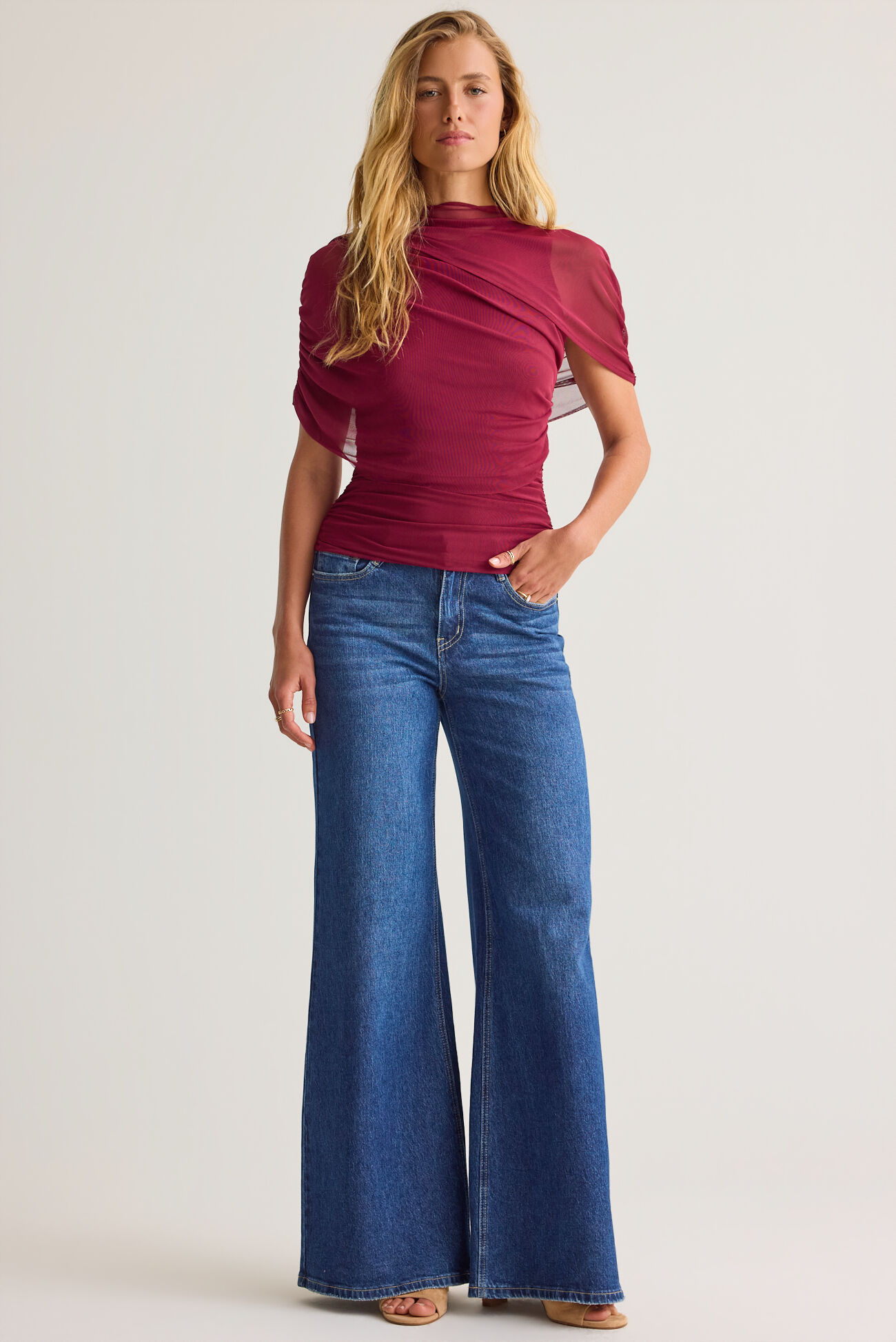 Kael Mesh Shawl Wrap Top