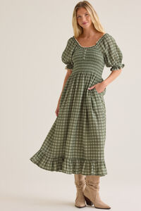 Haven Gingham Midi Mama Dress - Altar'd State